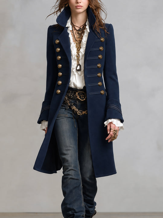 Vintage Bohemian Midnight Military Duster Coat