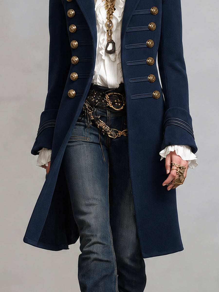 Vintage Bohemian Midnight Military Duster Coat