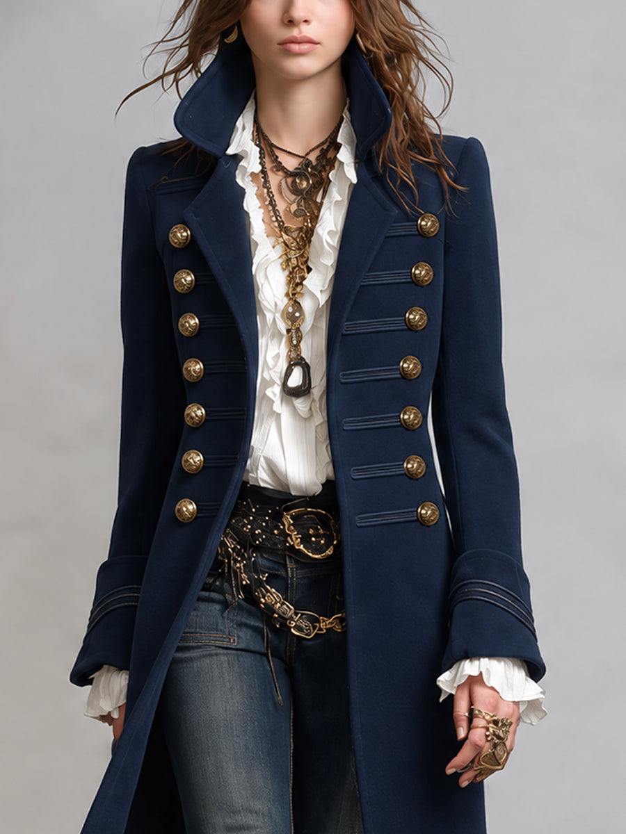 Vintage Bohemian Midnight Military Duster Coat