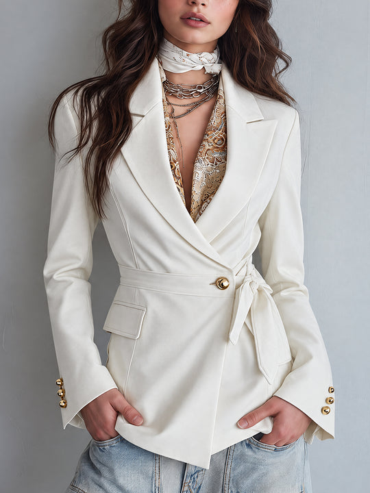 Ivory Nomad Belted Wrap Blazer