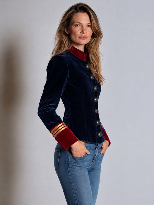 Vintage Antique Metal Button Regal Velvet Blazer
