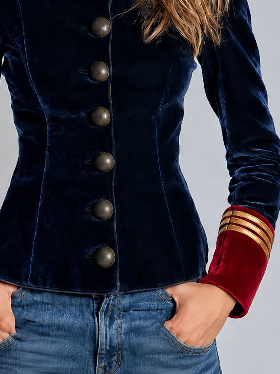 Vintage Antique Metal Button Regal Velvet Blazer