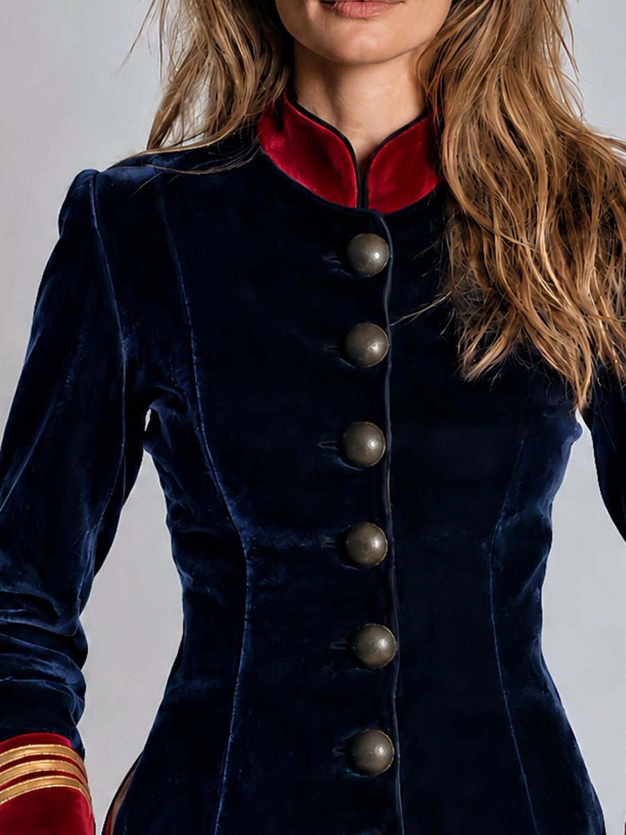 Vintage Antique Metal Button Regal Velvet Blazer