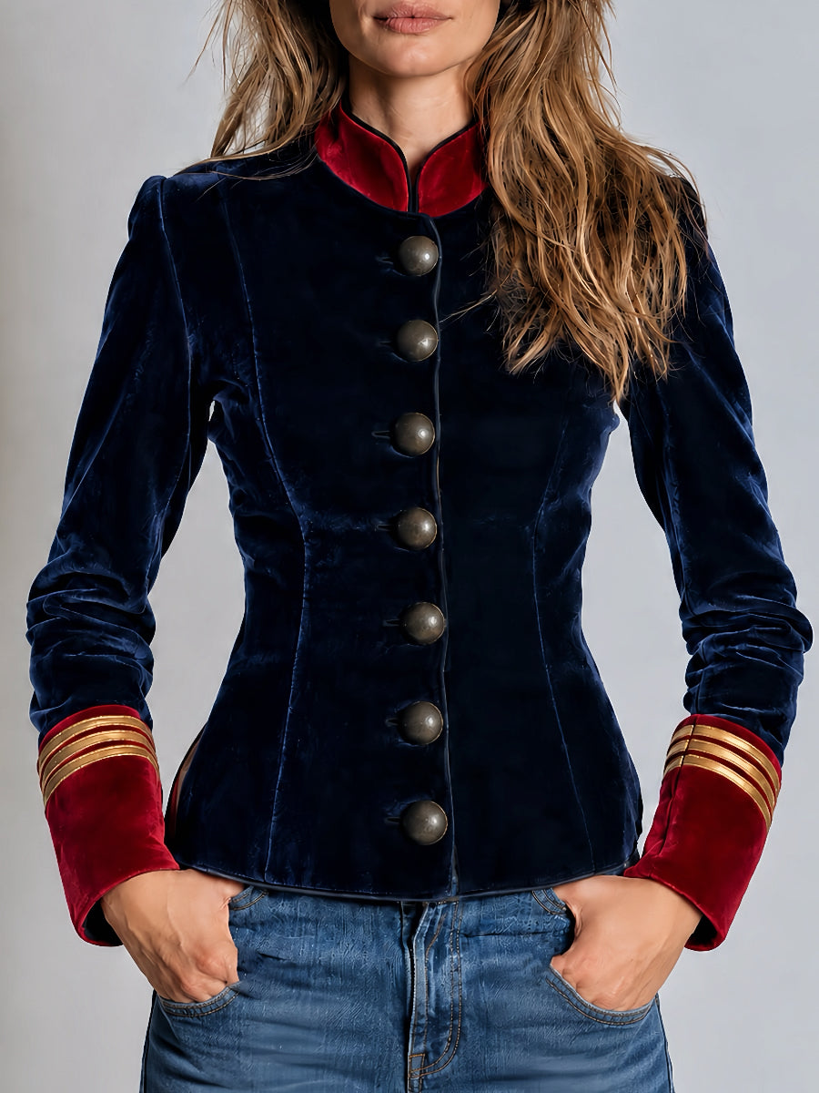 Vintage Antique Metal Button Regal Velvet Blazer