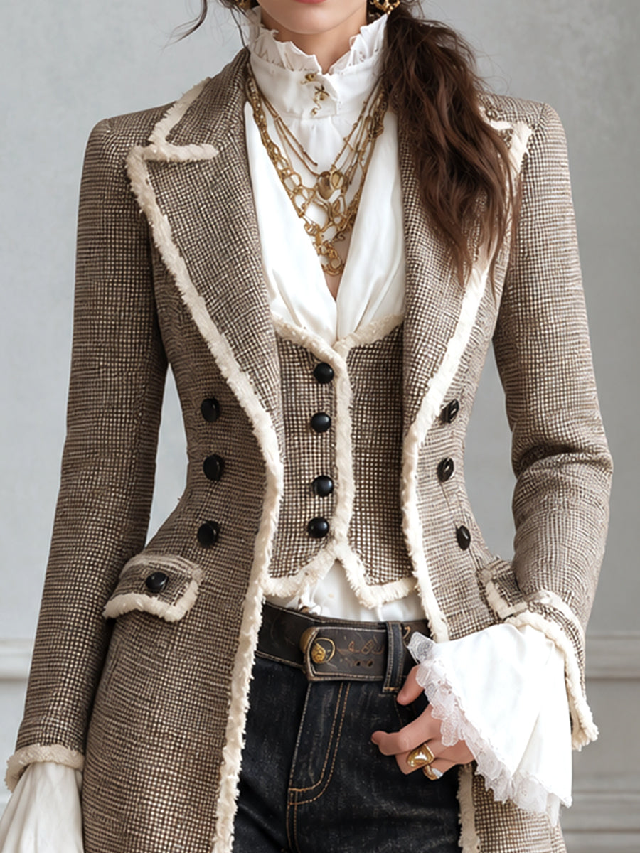Vintage Bohemian Khaki Fringe Coat