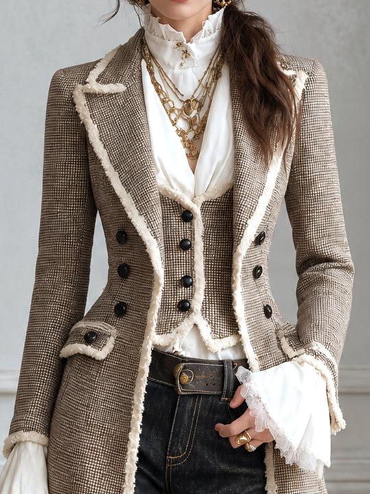 Vintage Bohemian Khaki Fringe Coat