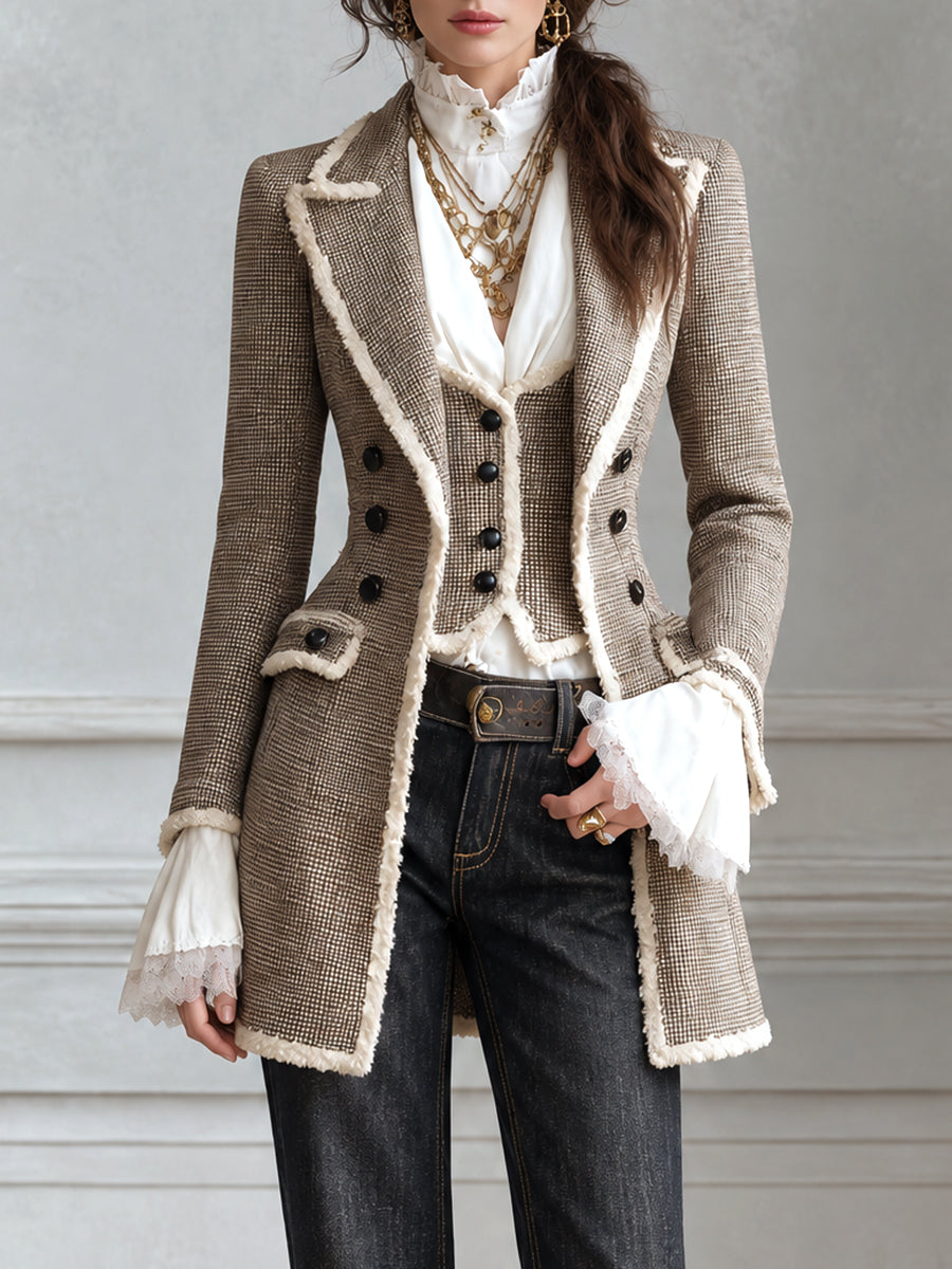 Vintage Bohemian Khaki Fringe Coat