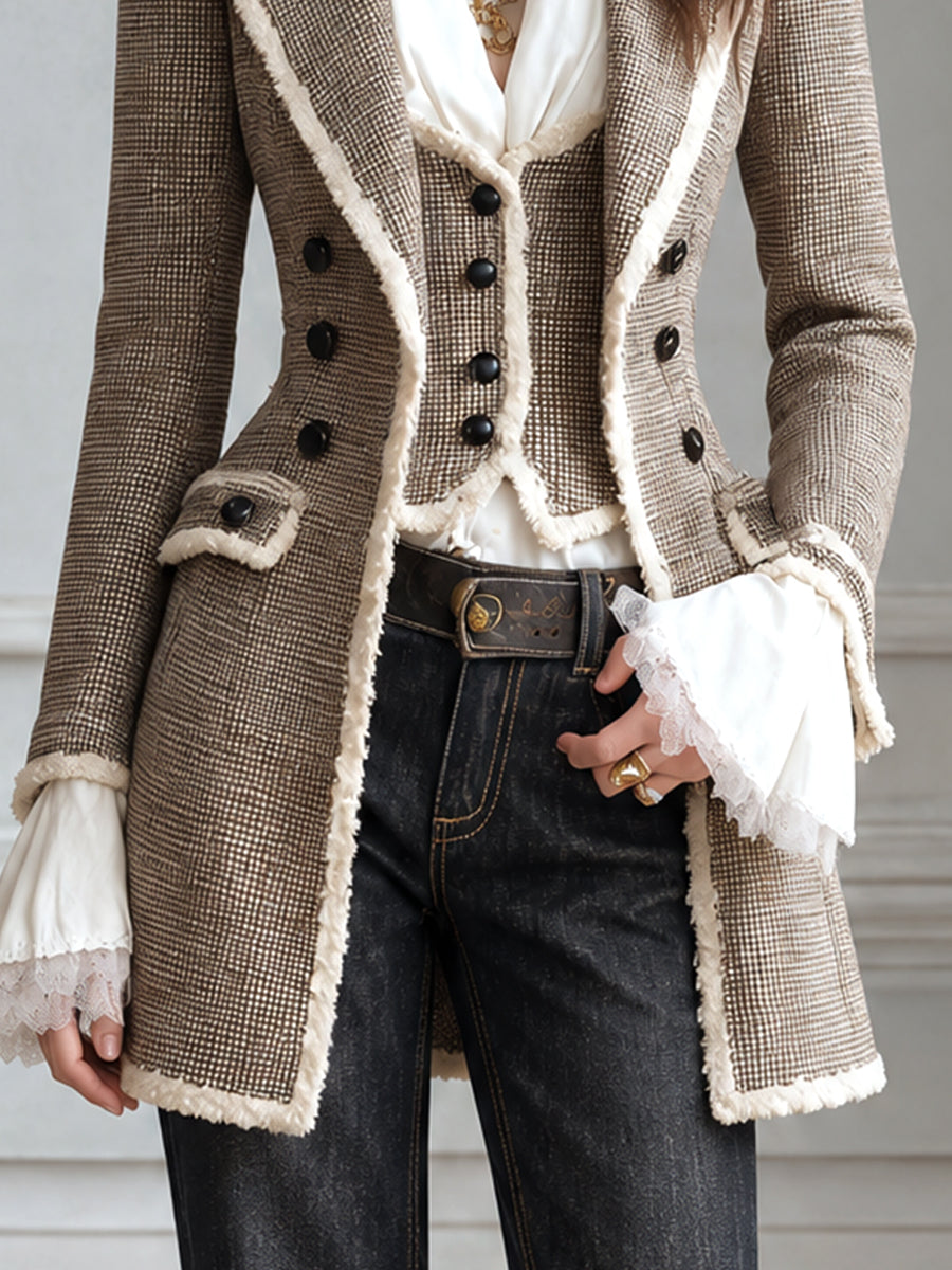 Vintage Bohemian Khaki Fringe Coat