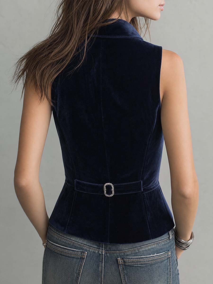 Double-breasted Polyester Velvet Vest