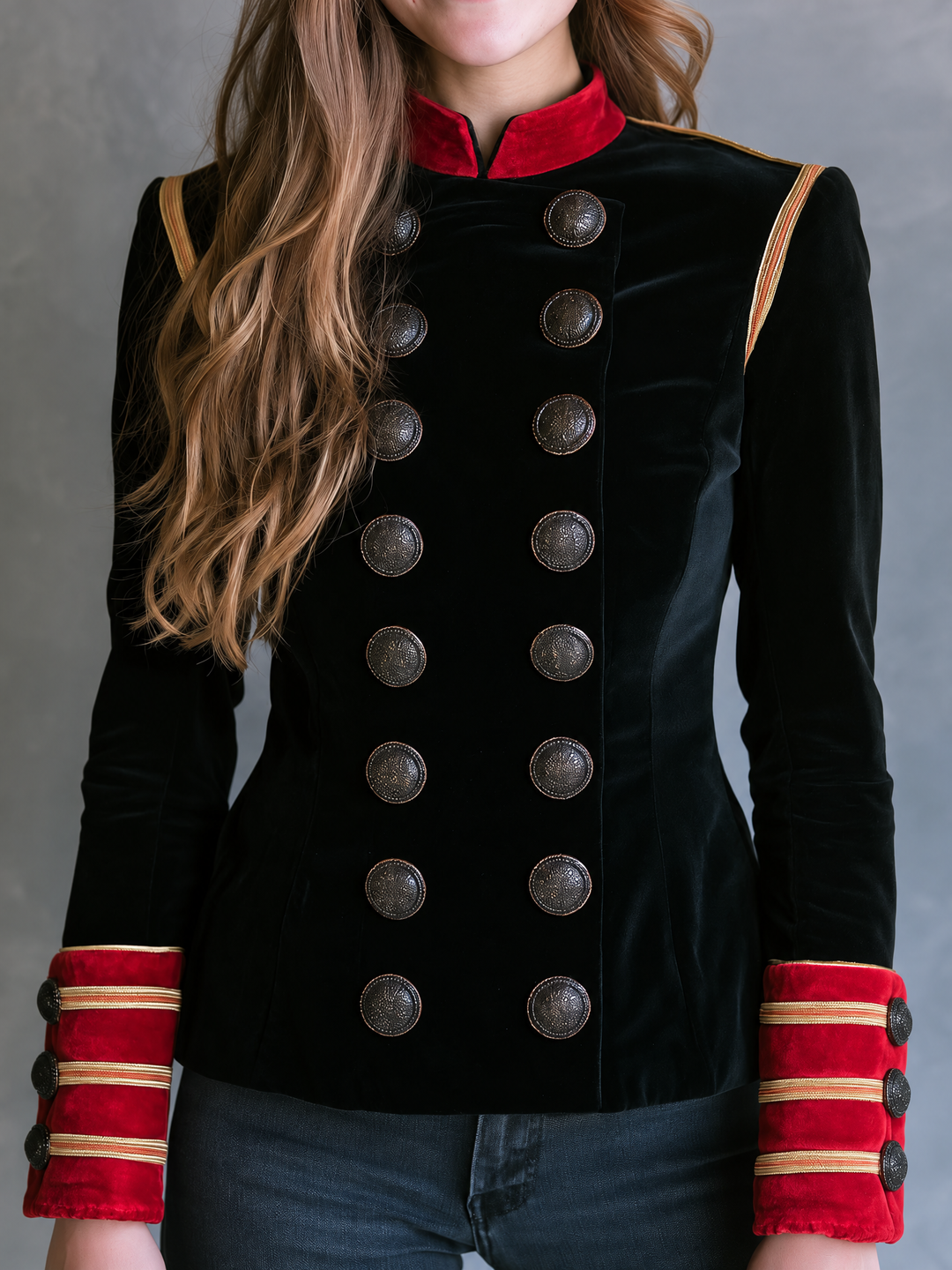 Vintage Royal Double Breasted Velvet Band Jacket