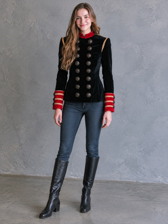 Vintage Royal Double Breasted Velvet Band Jacket