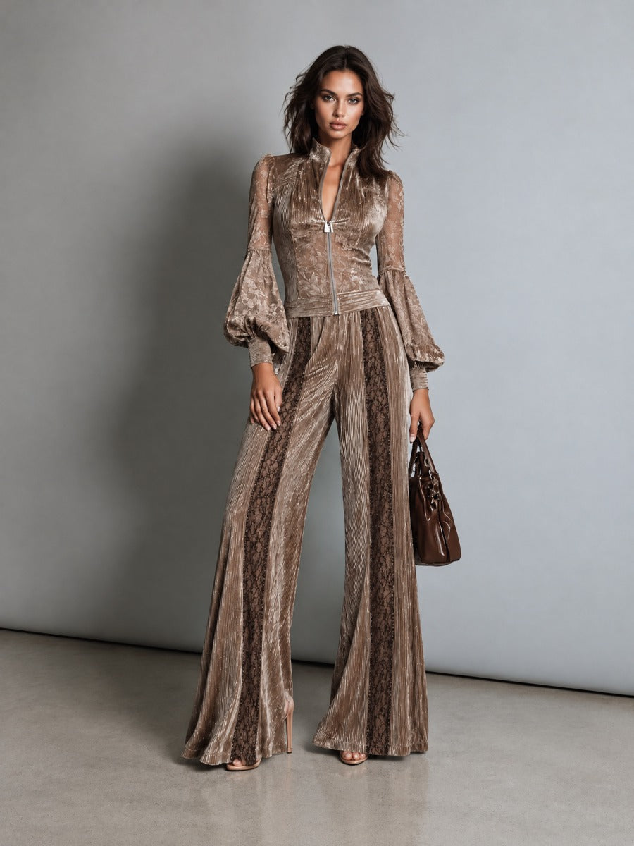 Panel Taupe Textured Two-Piece Set