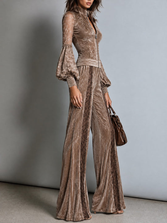 Panel Taupe Textured Two-Piece Set