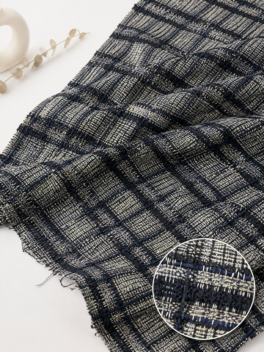 Vintage Tweed Plaid Double-Breasted Tailored Blazer