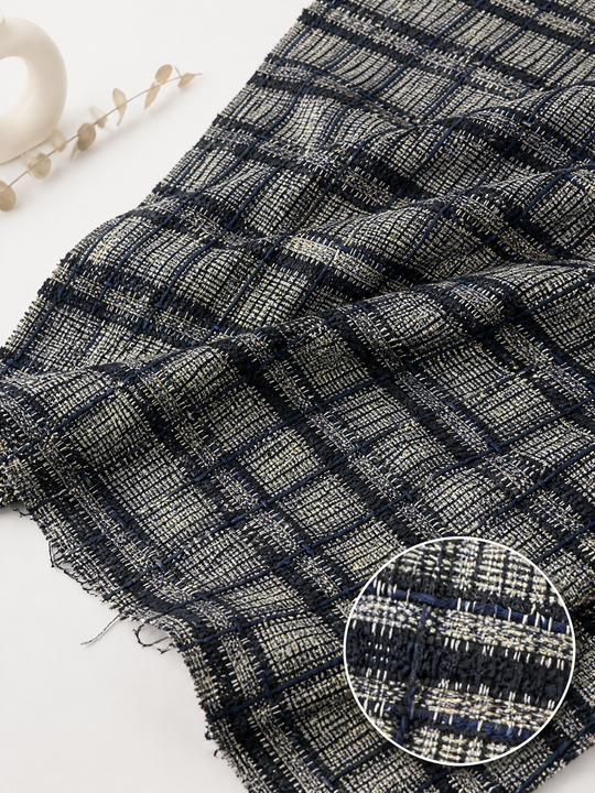 Vintage Tweed Plaid Double-Breasted Tailored Blazer