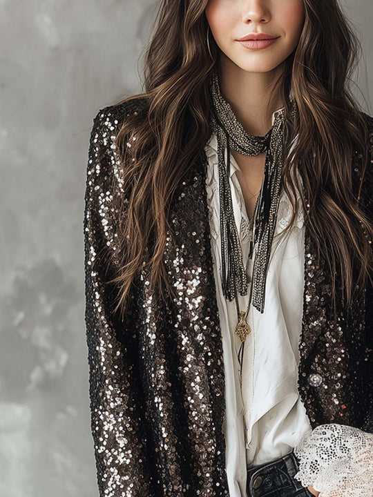 Retro Sequined Casual Jacket