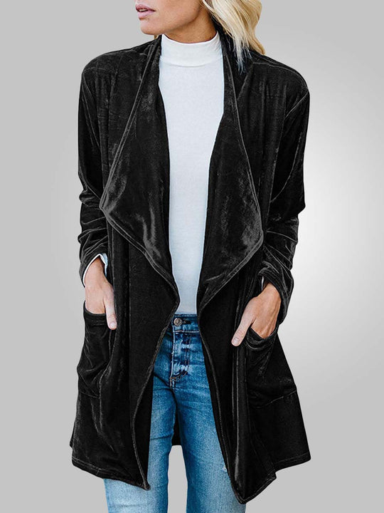 Women's Retro Casual Velvet Long Jacket