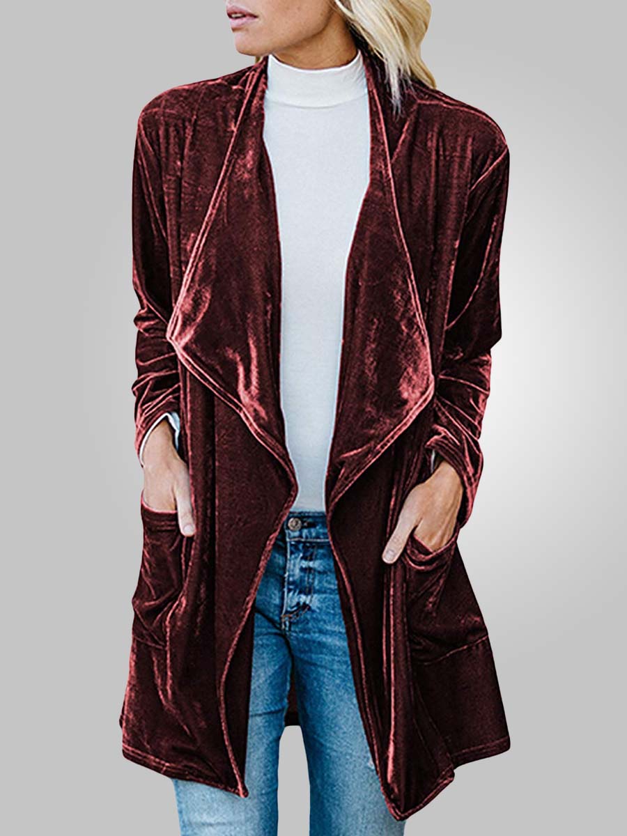 Women's Retro Casual Velvet Long Jacket