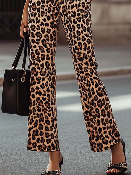 Leopard Print Halter Jumpsuit