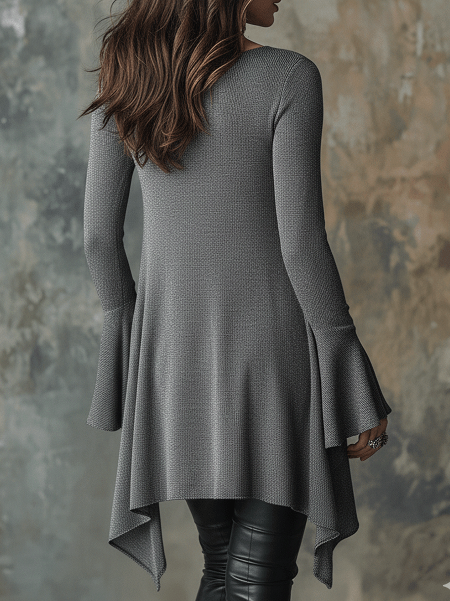 Relaxed Fit Bohemian Asymmetric Hem Knit Top