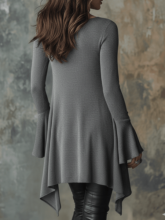 Relaxed Fit Bohemian Asymmetric Hem Knit Top