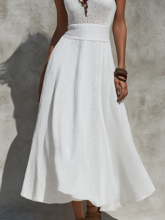 Chic One Shoulder Hollow Knitted Maxi Dress