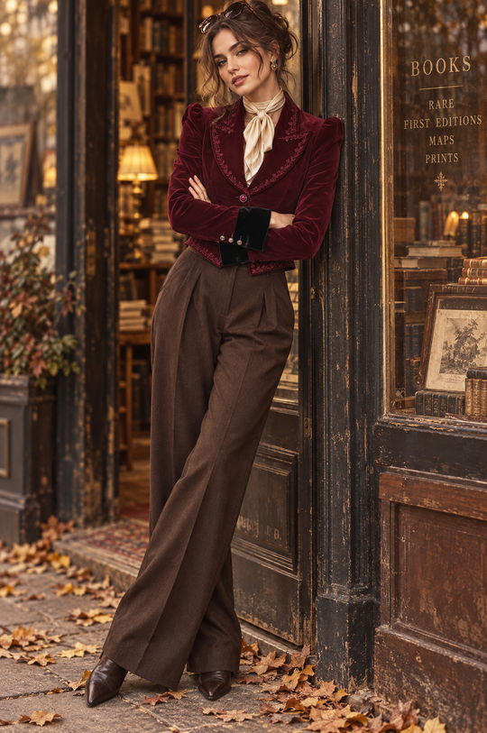 Quiet Luxury Velvet Embroidered Fitted Blazer With Peak Lapel