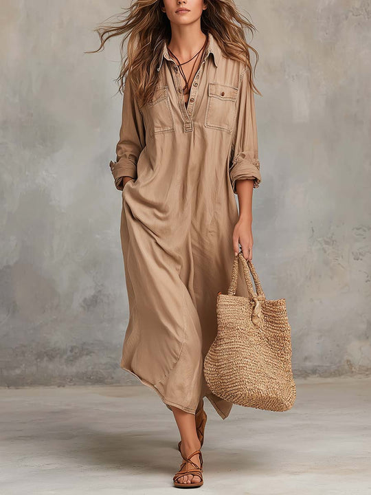 Tencel Denim Loose-fitting Shirt Dress