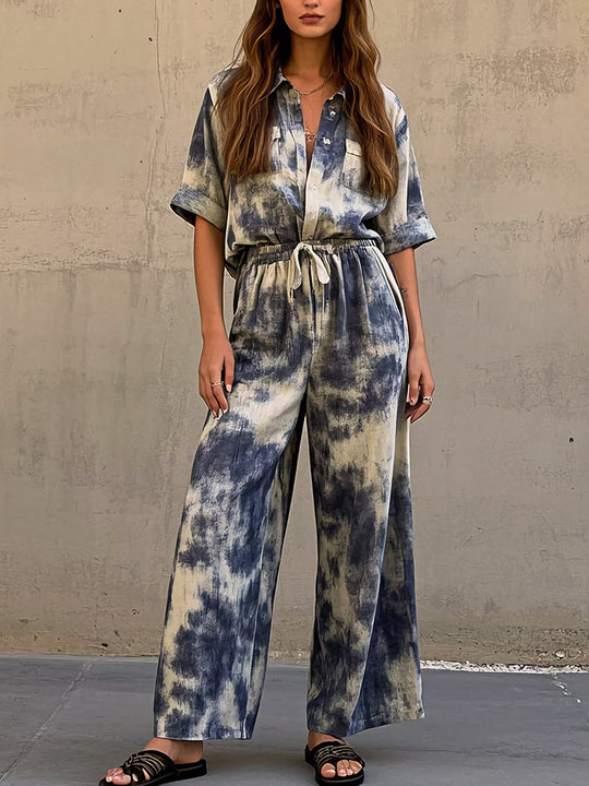 Casual Loose Tie-dyed Cotton Set