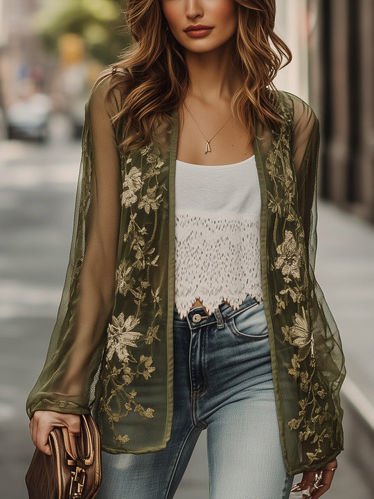 Bohemian Light Floral Embroidered Shirt