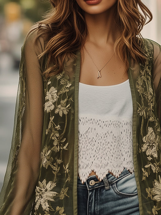 Bohemian Light Floral Embroidered Shirt