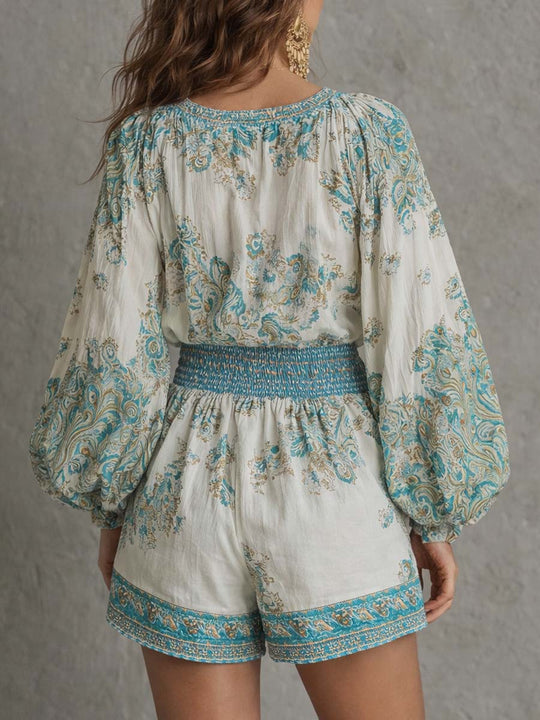 Bohemian Print Long Sleeve Romper