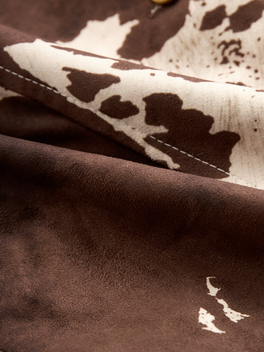 Retro Cow Print Suede Single-breasted Slim-fit Vest