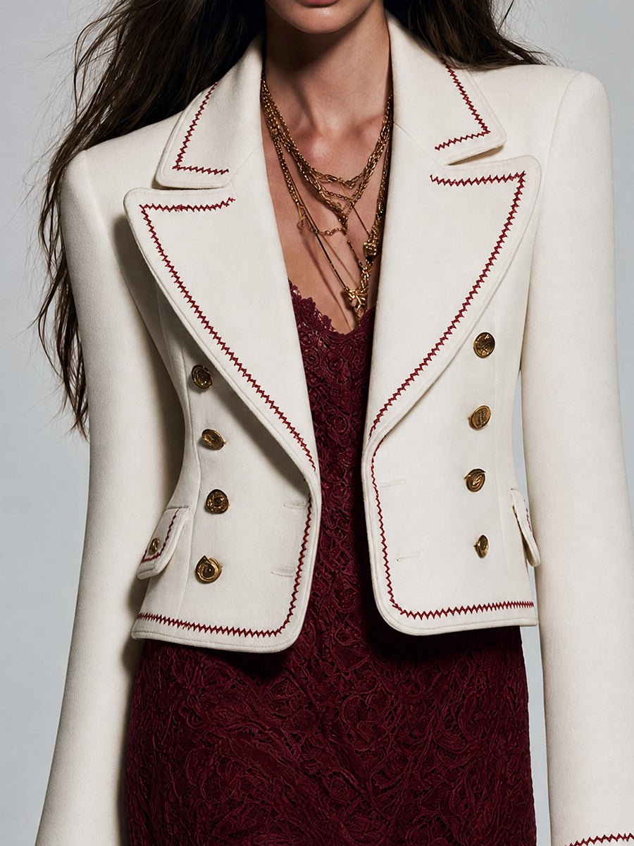 Boho Embroidered Cropped Blazer Jacket