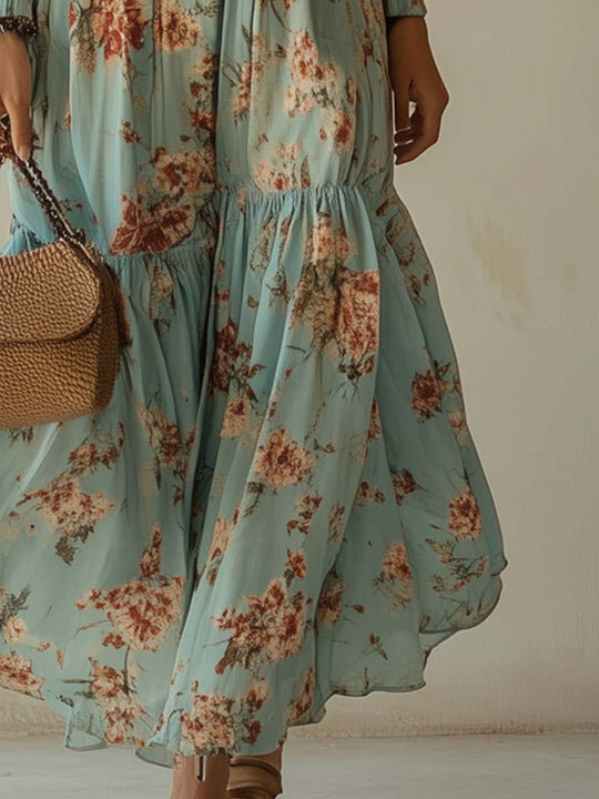 Boho Chic Floral Long Sleeves Maxi Dress