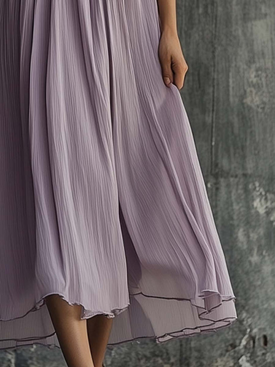 Pleated Halter Chiffon Maxi Dress