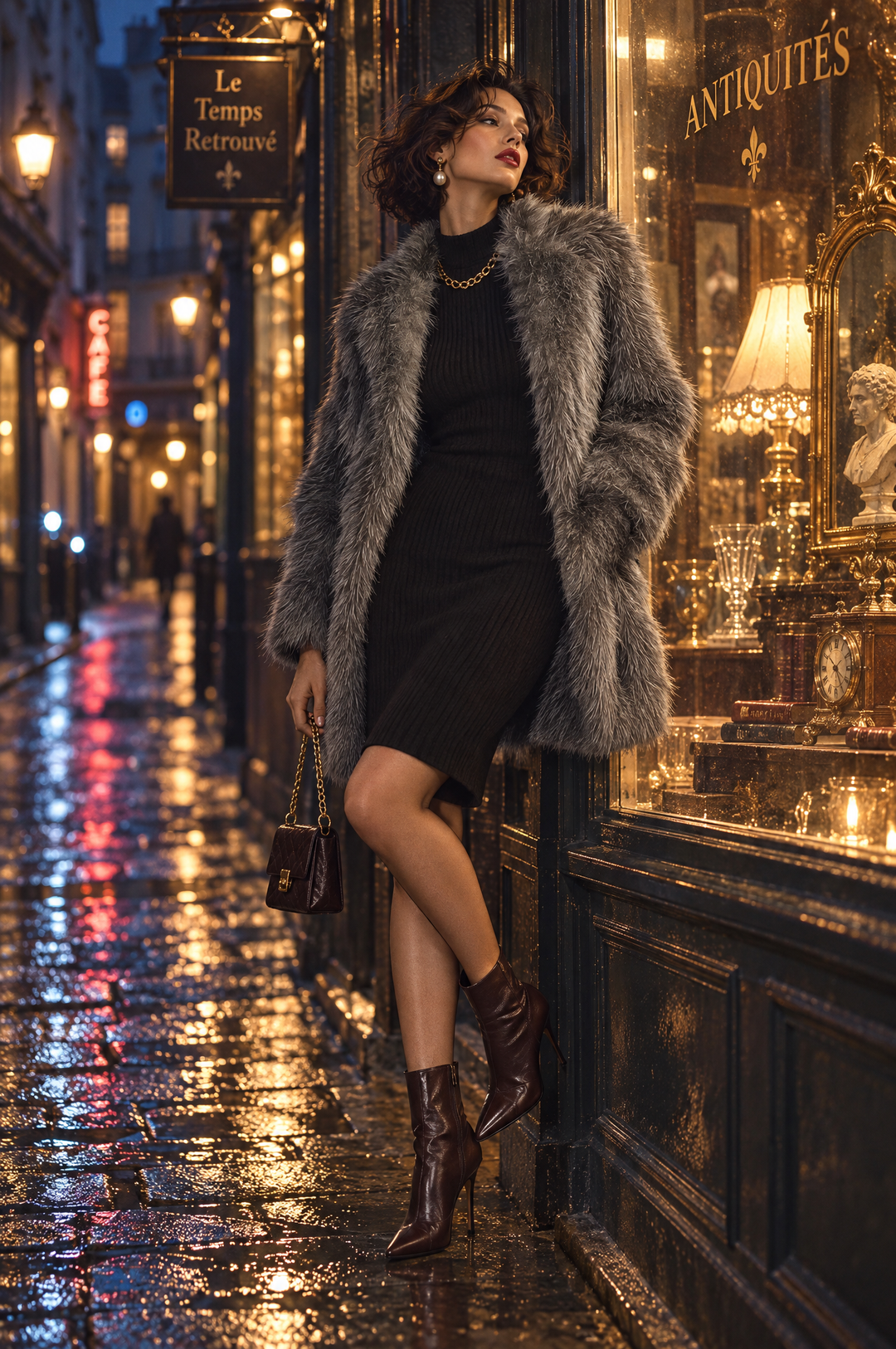 Quiet Luxury Straight-cut Faux Mink Fleece Lapel Mid-length Coat
