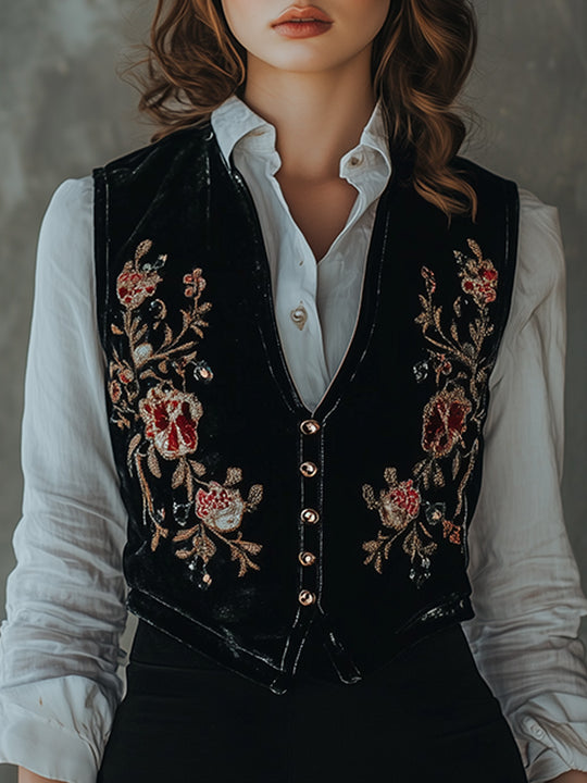 Vintage Velvet Embroidered Waistcoat