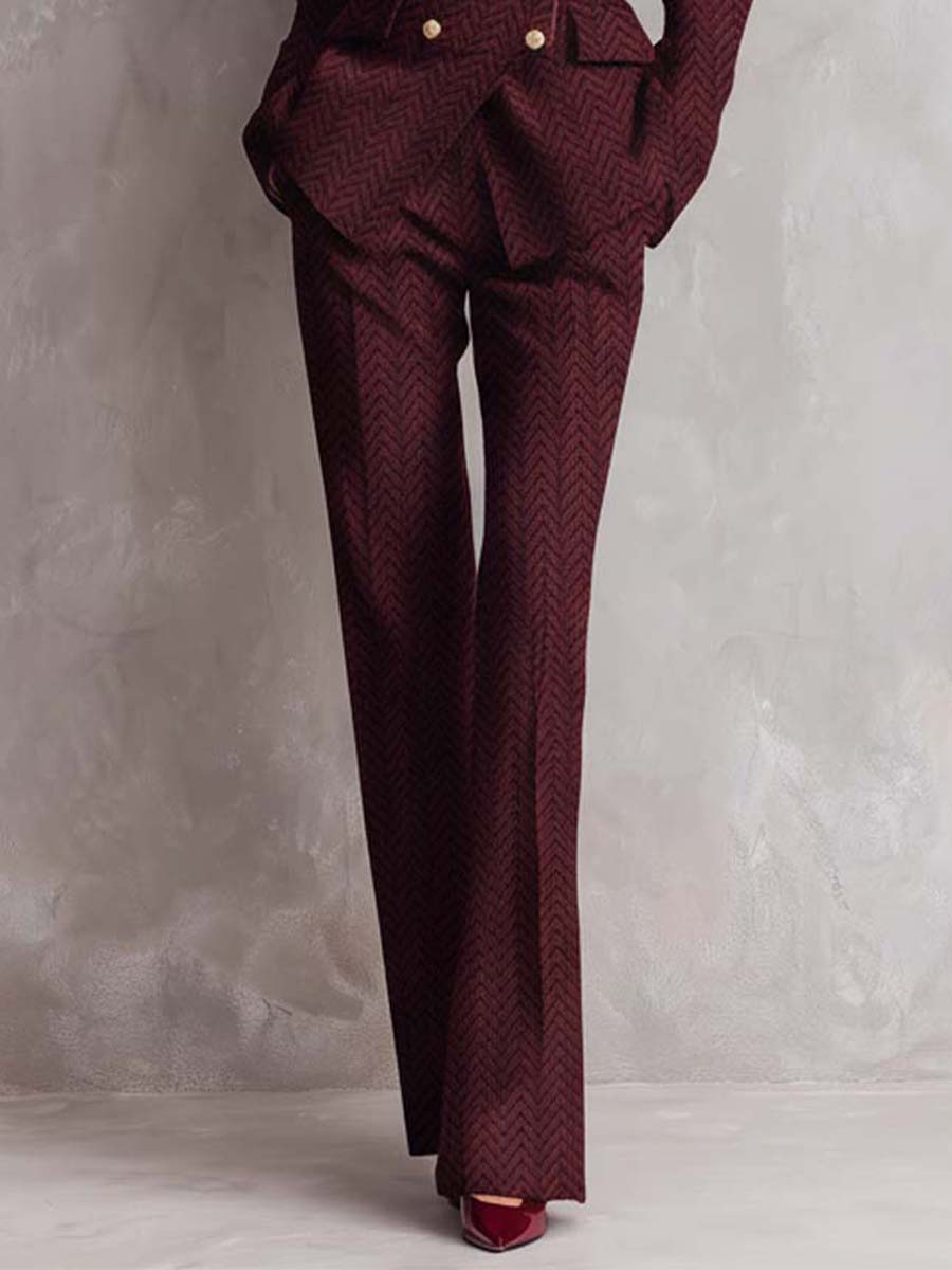 Embellished Herringbone Tailored Blazer & Pant Set