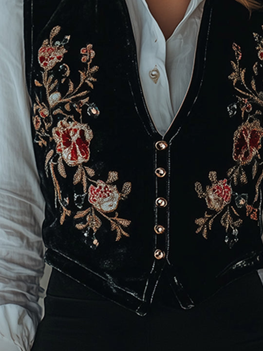 Vintage Velvet Embroidered Waistcoat