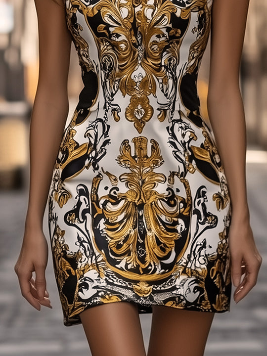 Baroque Print Mini Dress