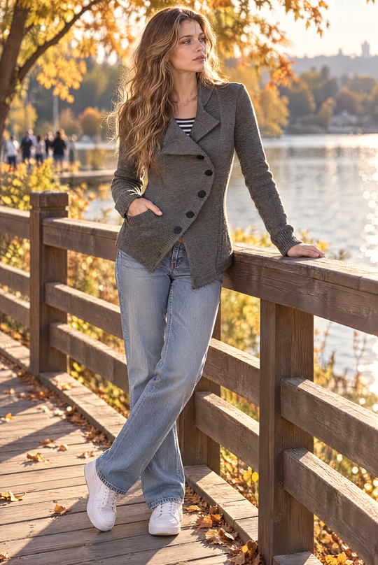 Vintage Asymmetric Button-up Knit Cardigan