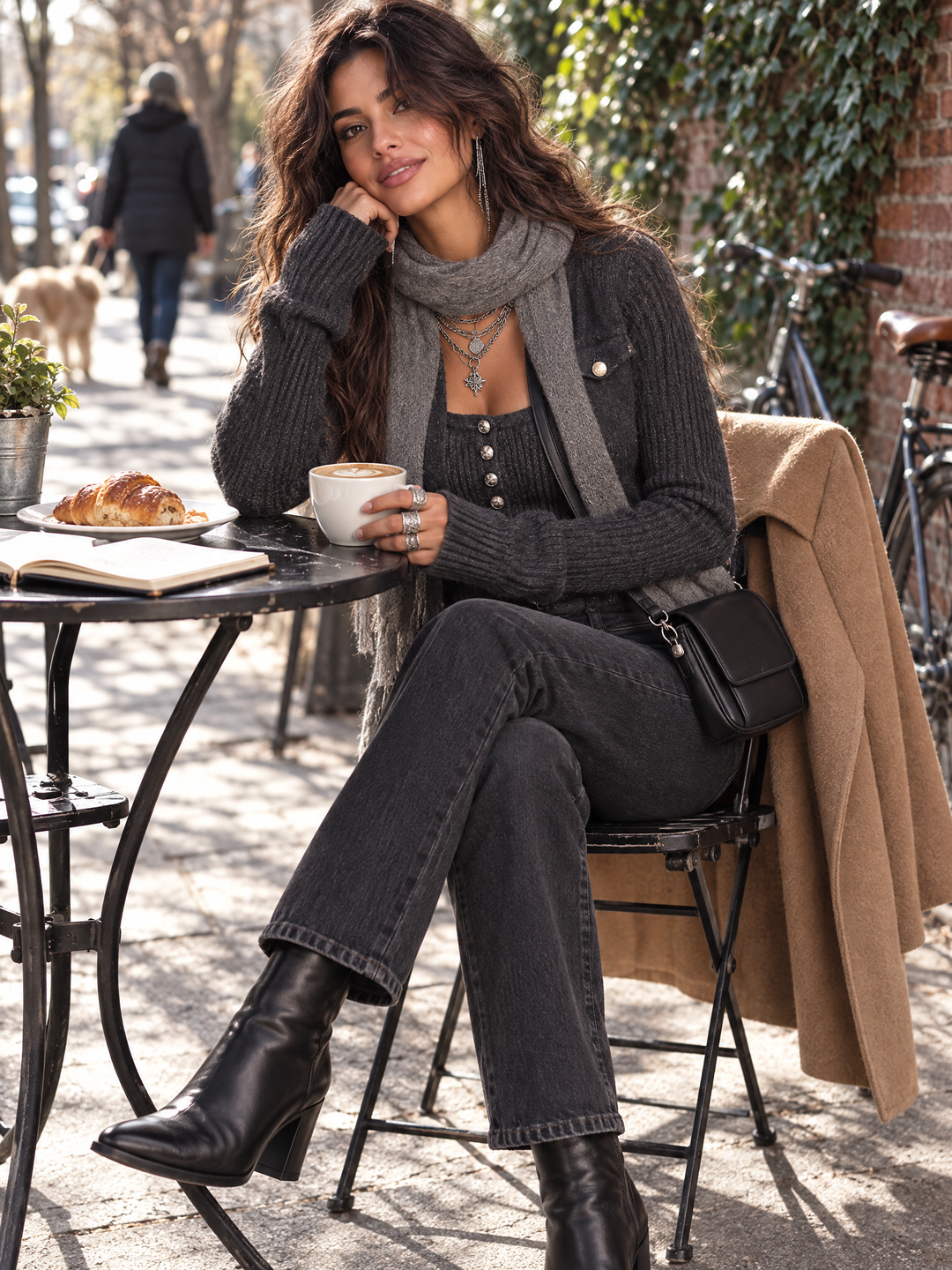 Elegant Vintage Knitted Vest And Cardigan Two-piece Set