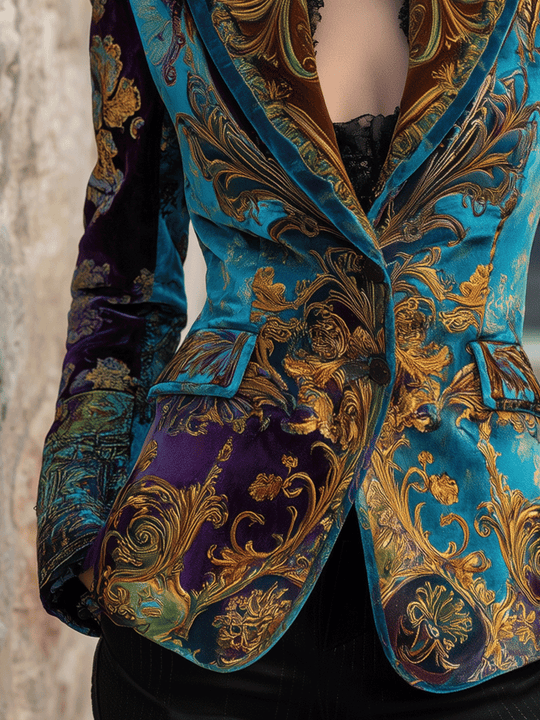 Luxury Bohemian Baroque Velvet Tailored Blazer