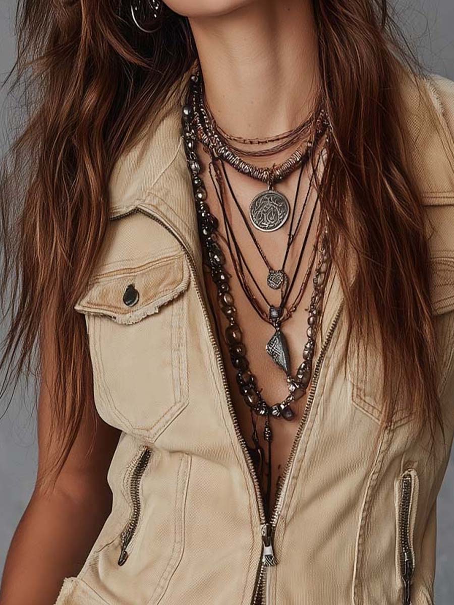 Retro Bohemian Denim Zip Vest