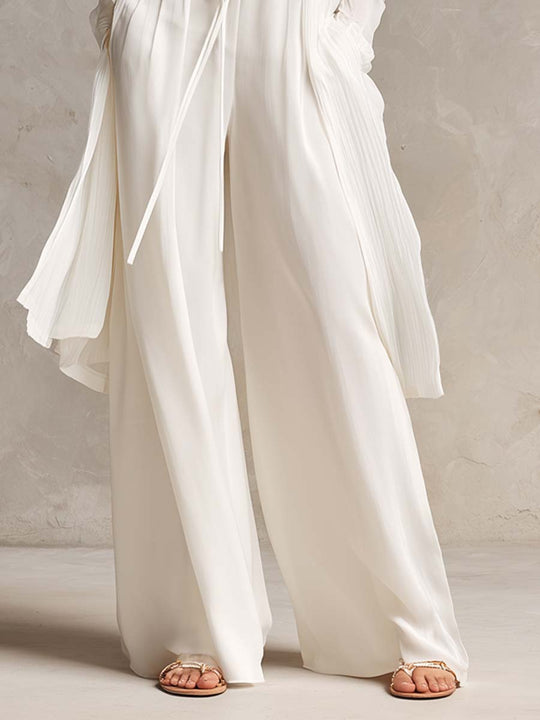 Retro Chiffon Cardigan Elastic Waist Pants Two-piece Set