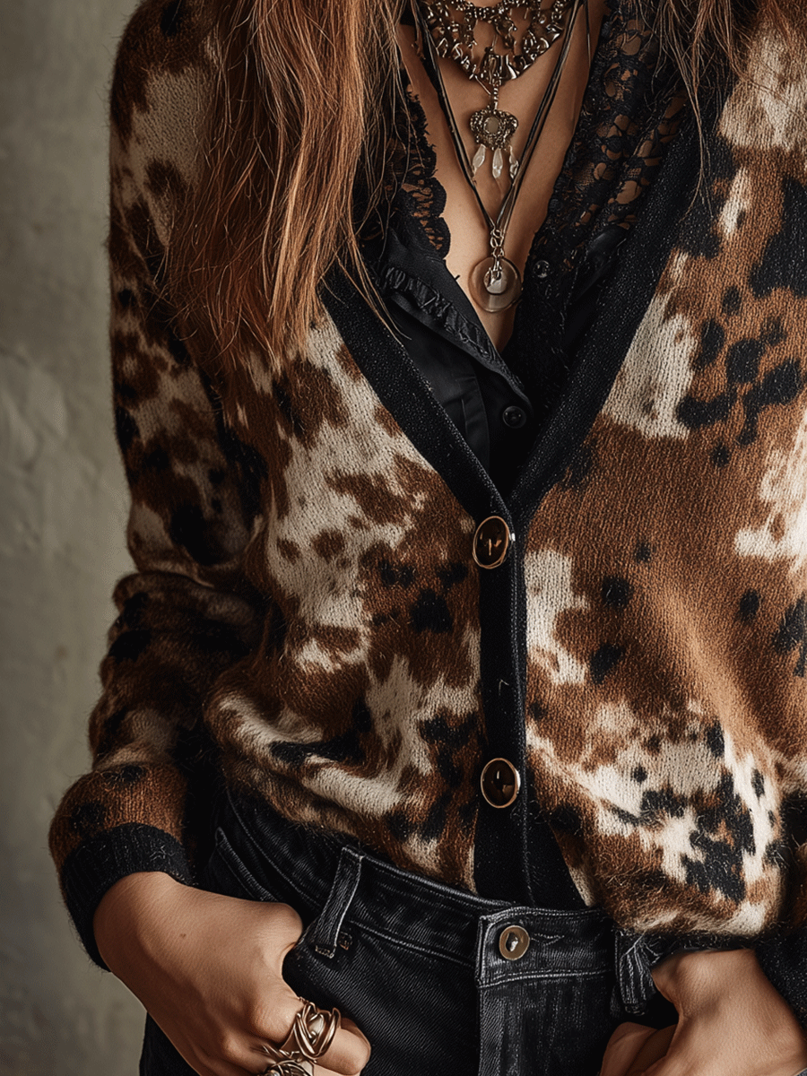 Retro Milk-Print Cardigan