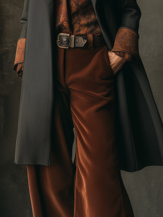 Retro Wool Patchwork Mid-length Lapel Coat