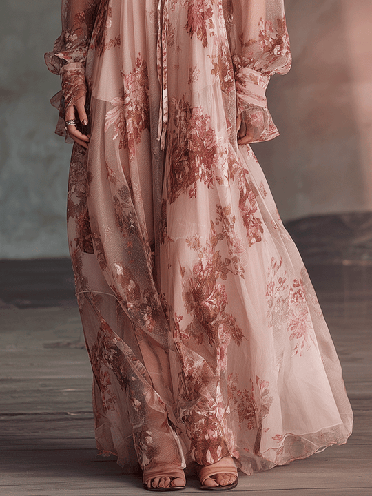 Bohemian Floral Chiffon Maxi Dress