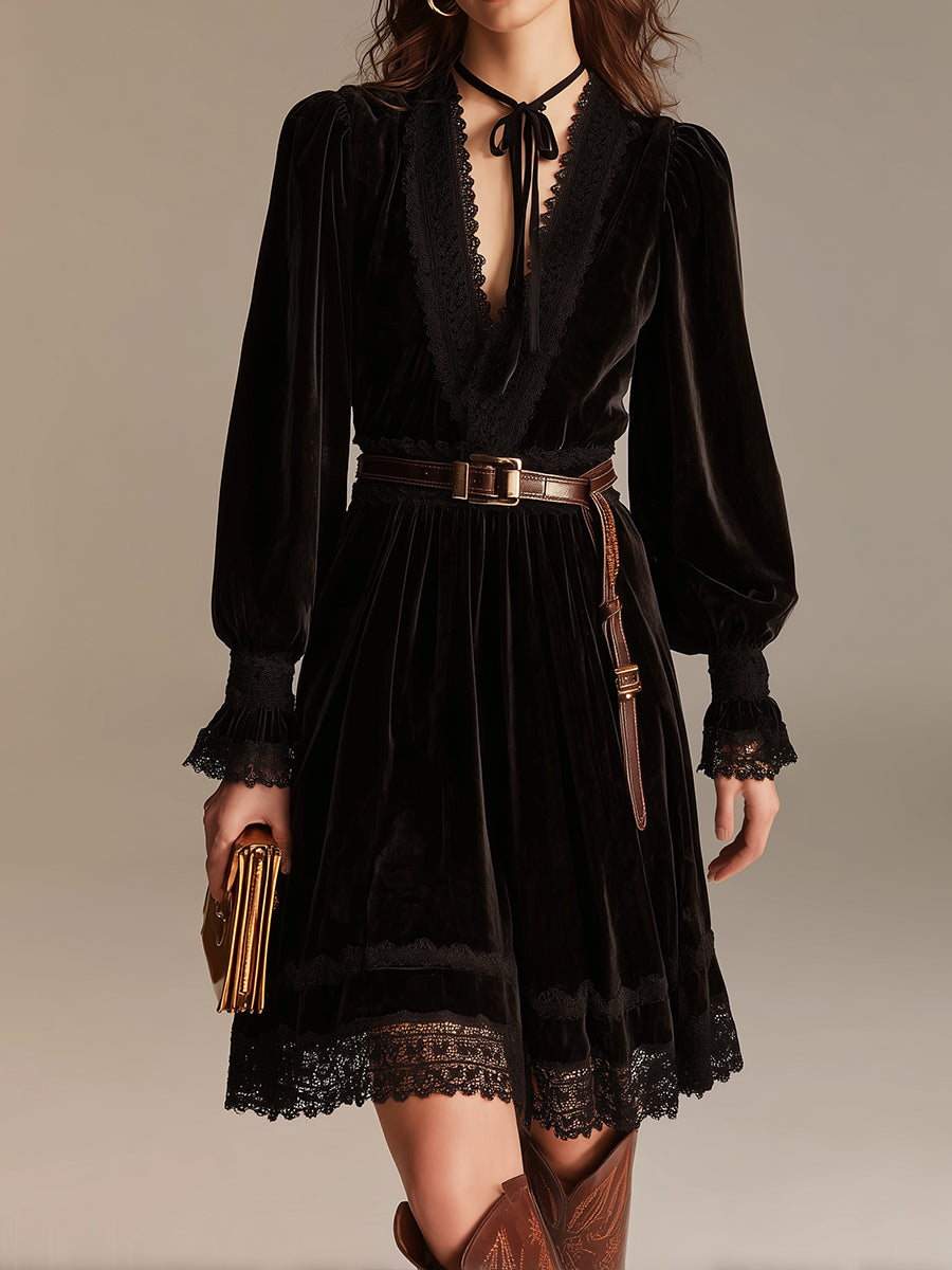Bohemian Romantic Velvet Rebellion Midi Dress